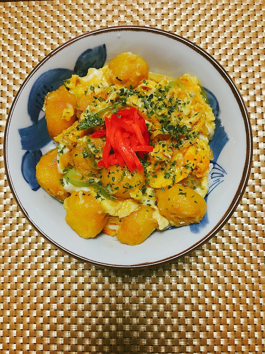 いかフリッター簡単たま丼の完成写真