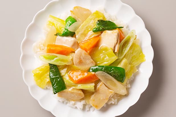 彩りあんかけ丼の完成写真
