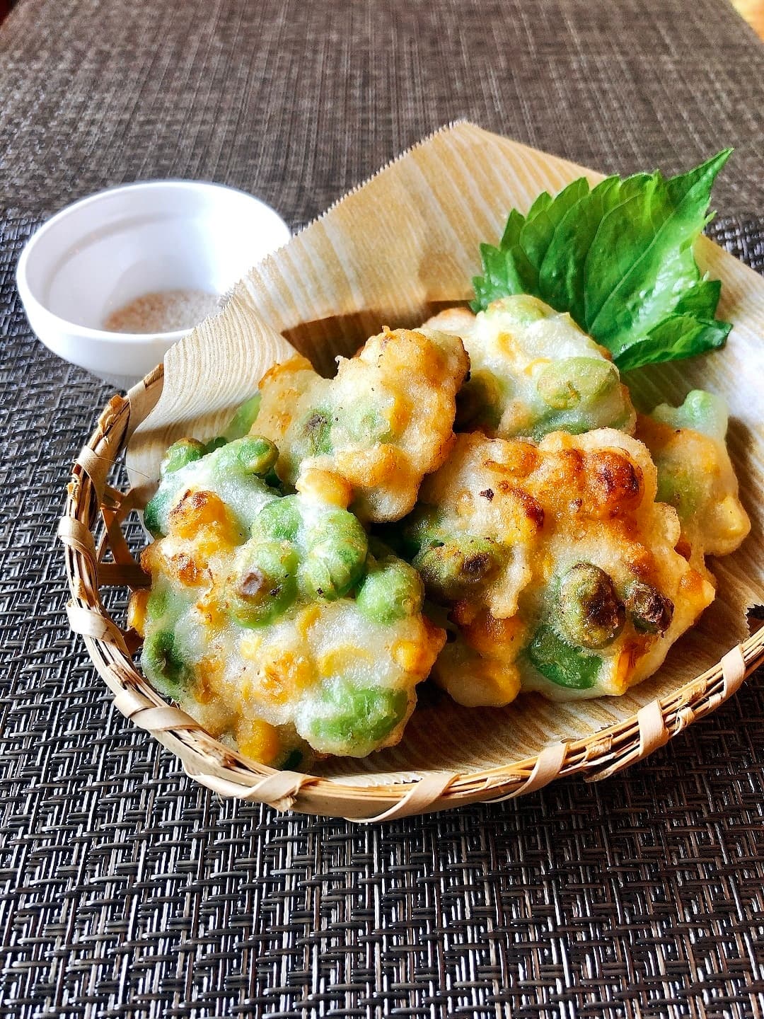 枝豆とコーンのかき揚げの完成写真