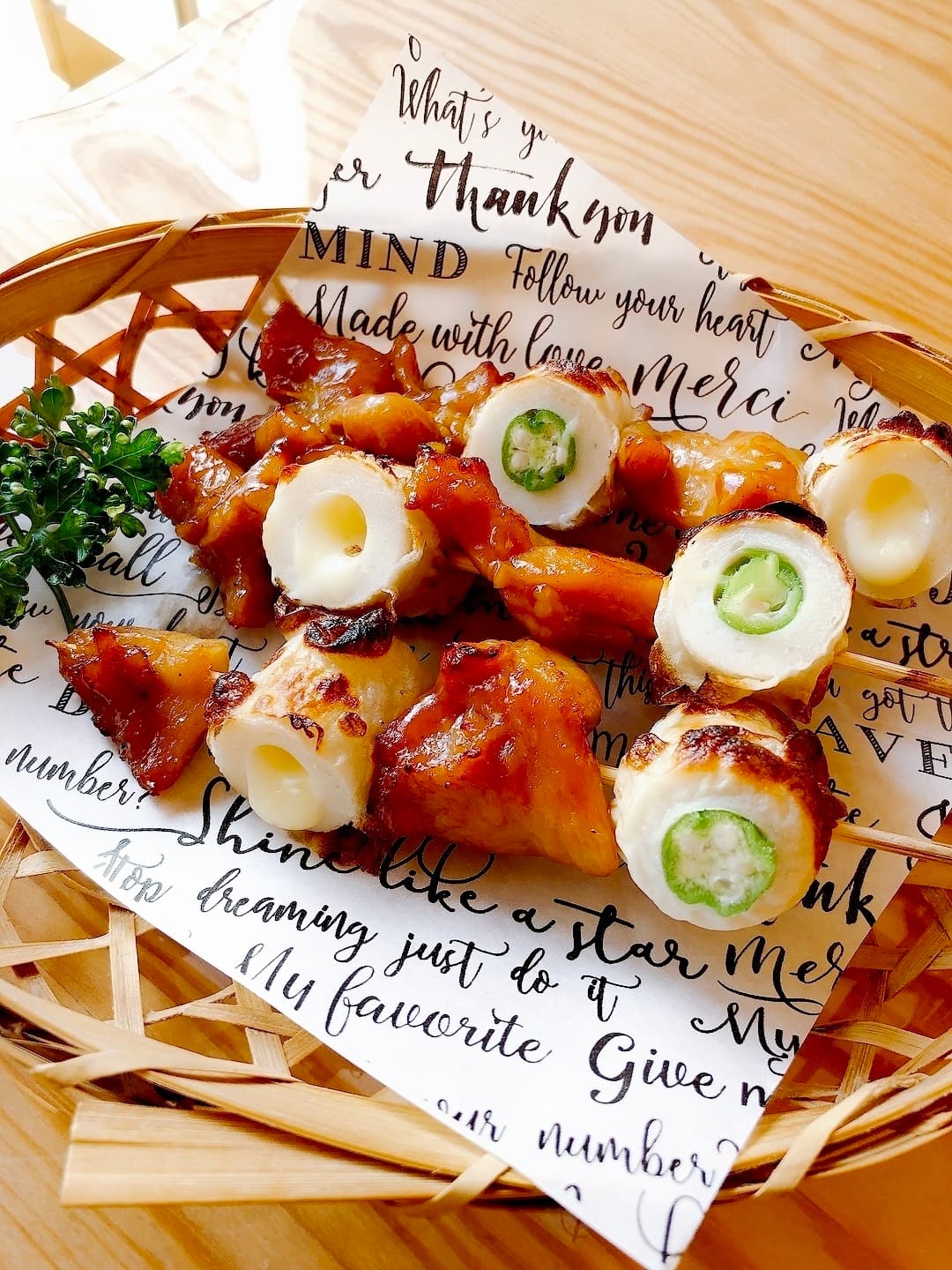 焼鳥とちくわのバラエティ串の完成写真