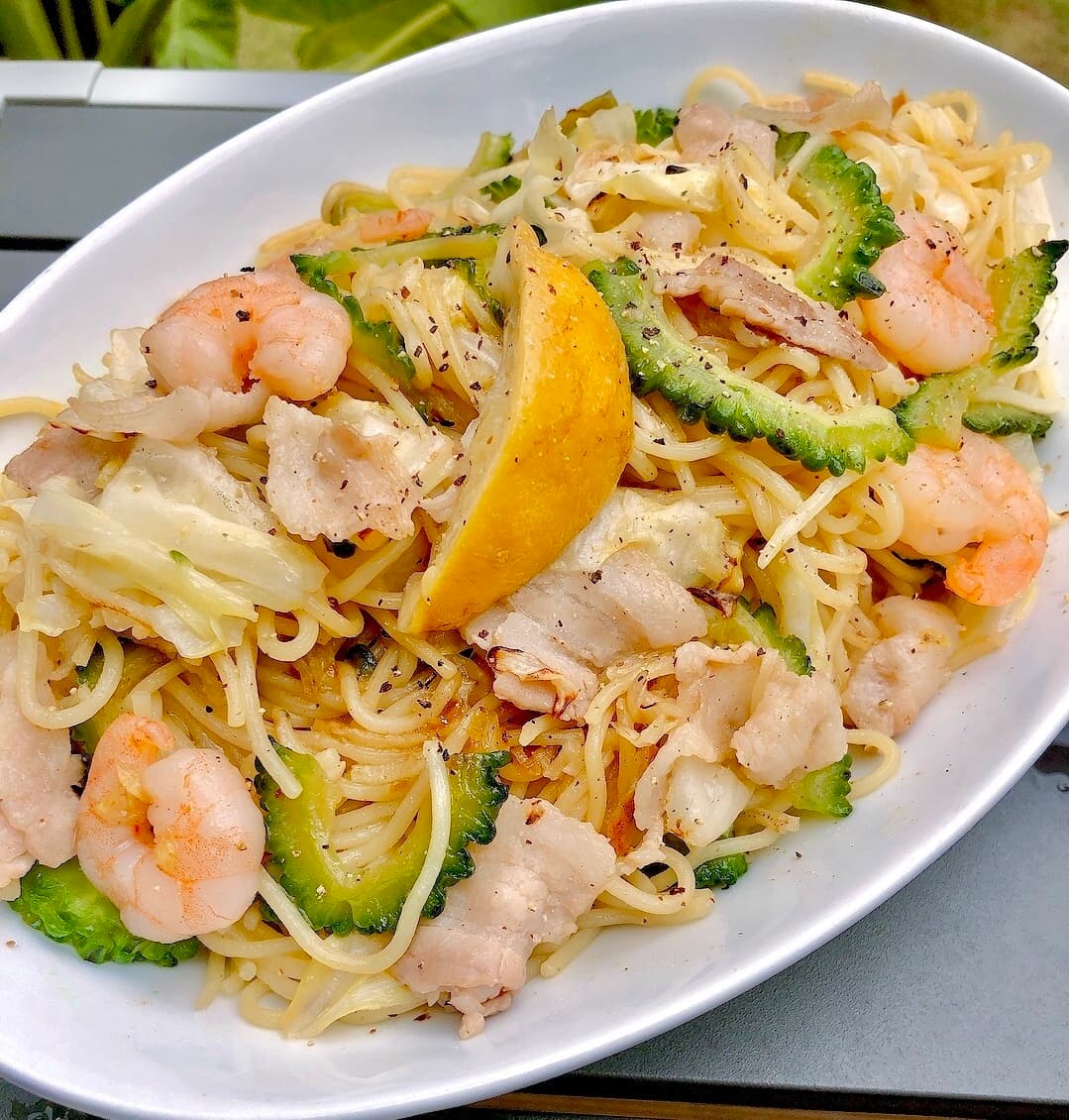 夏野菜の塩レモン焼きそばの完成写真