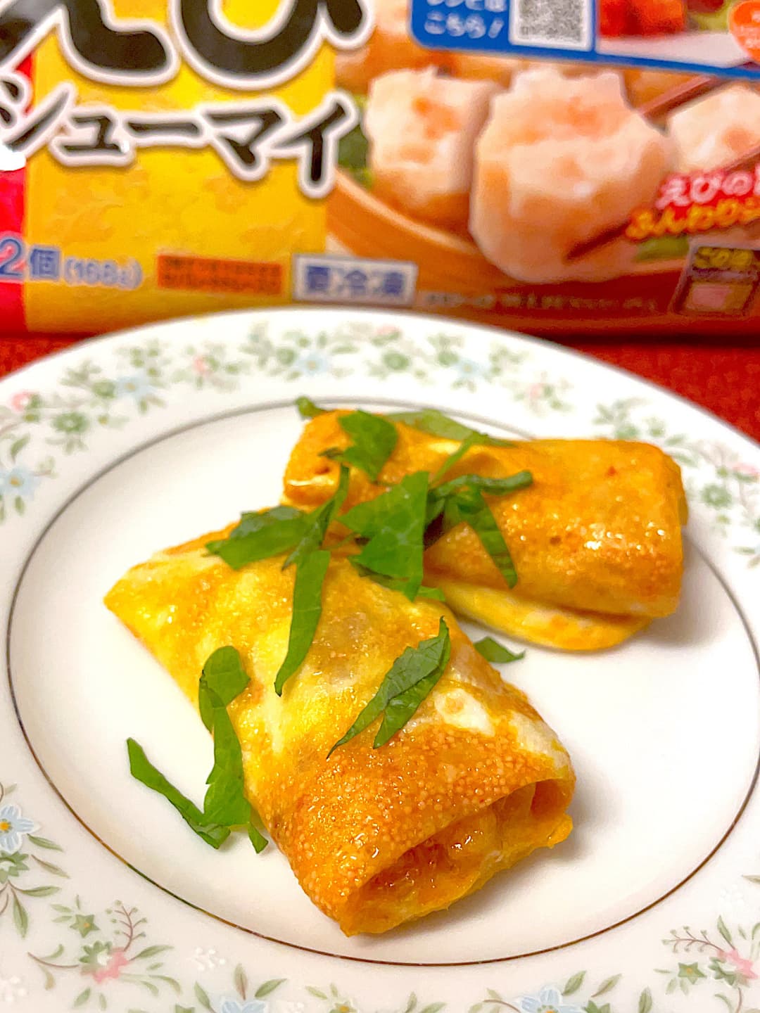 えびしゅうまいの明太子卵焼きの完成写真