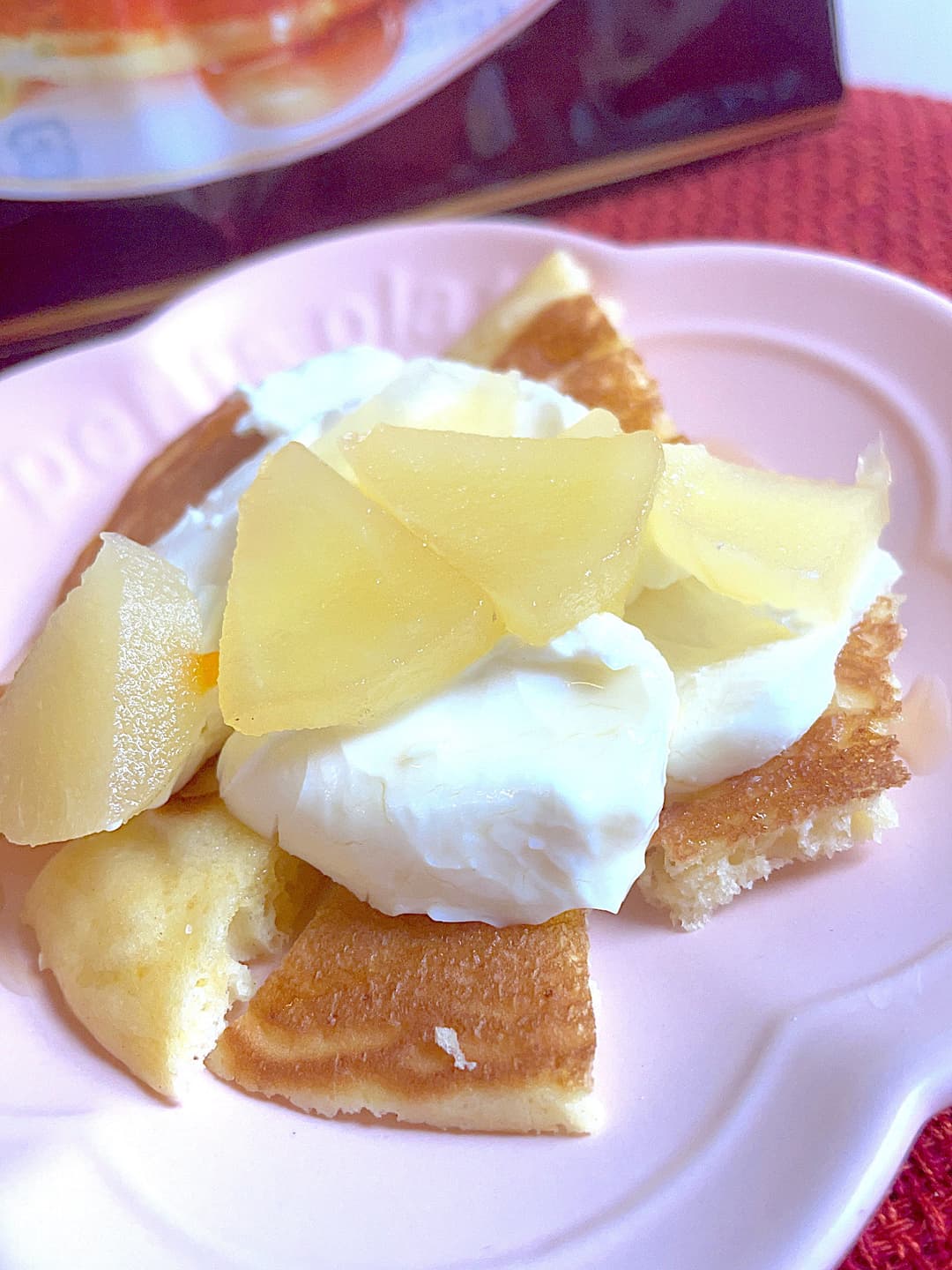 白桃クリームチーズホットケーキの完成写真