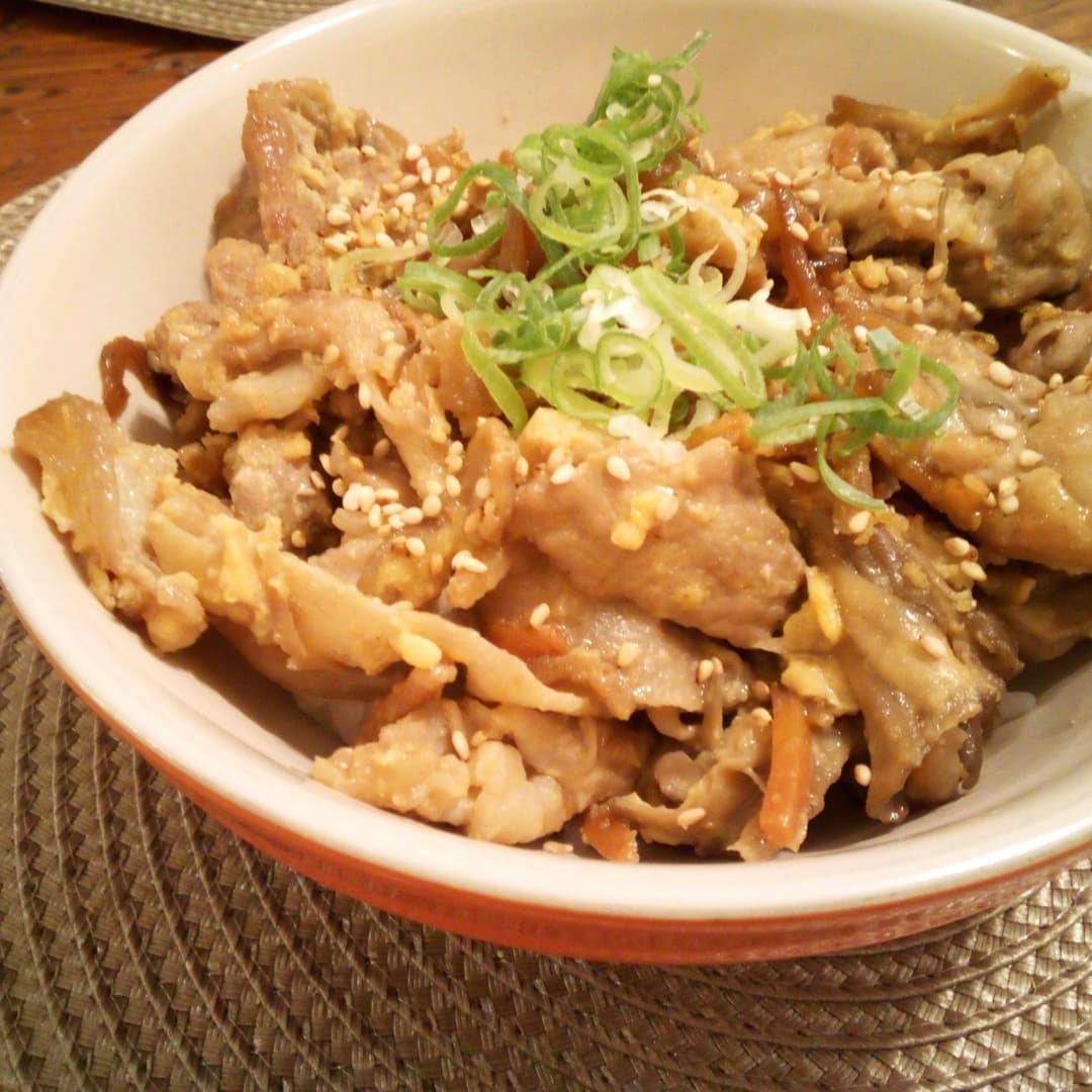 焼き肉のタレできんぴらごぼう丼の完成写真