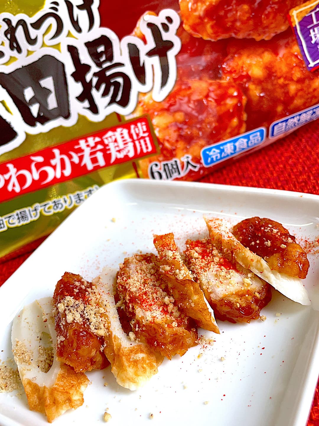 たれづけ竜田揚げのちくわサラダの完成写真