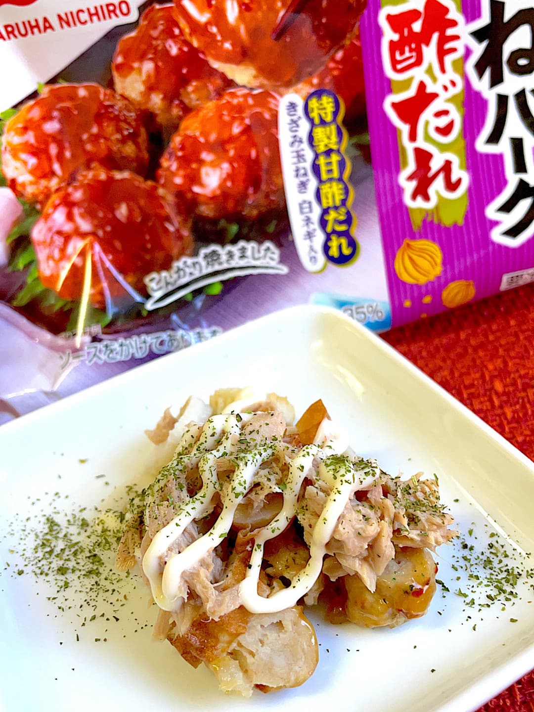つくねバーグのマヨサラダの完成写真