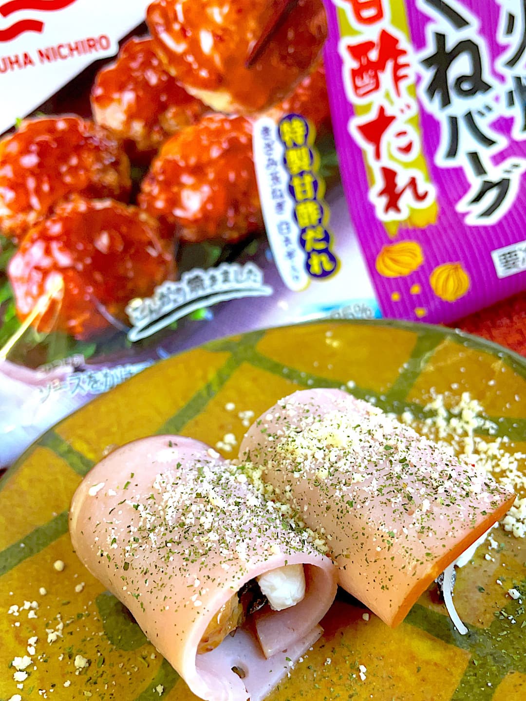 つくねバーグの塩昆布チーズロールの完成写真
