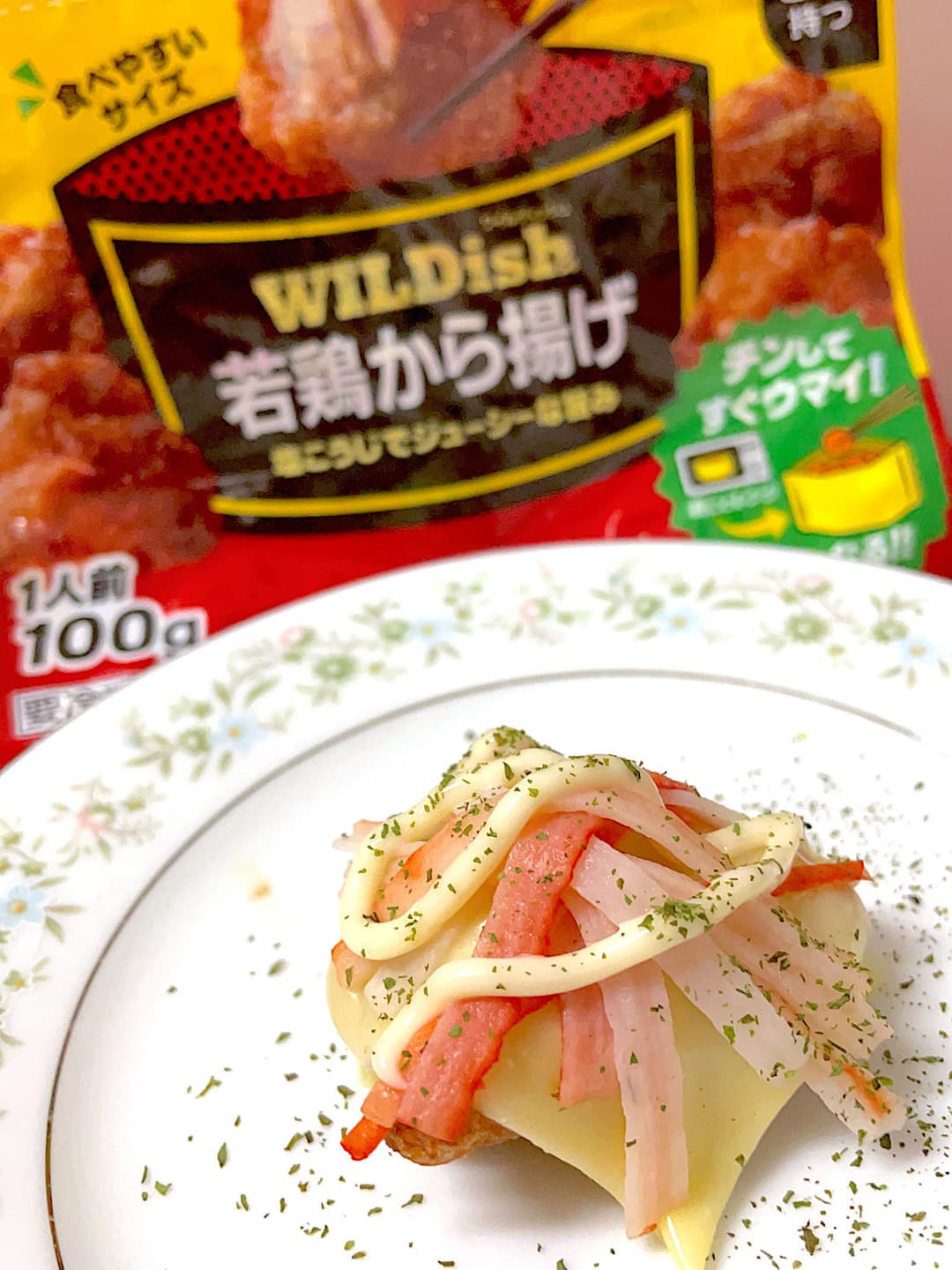 唐揚げのチーズかにかまのせの完成写真
