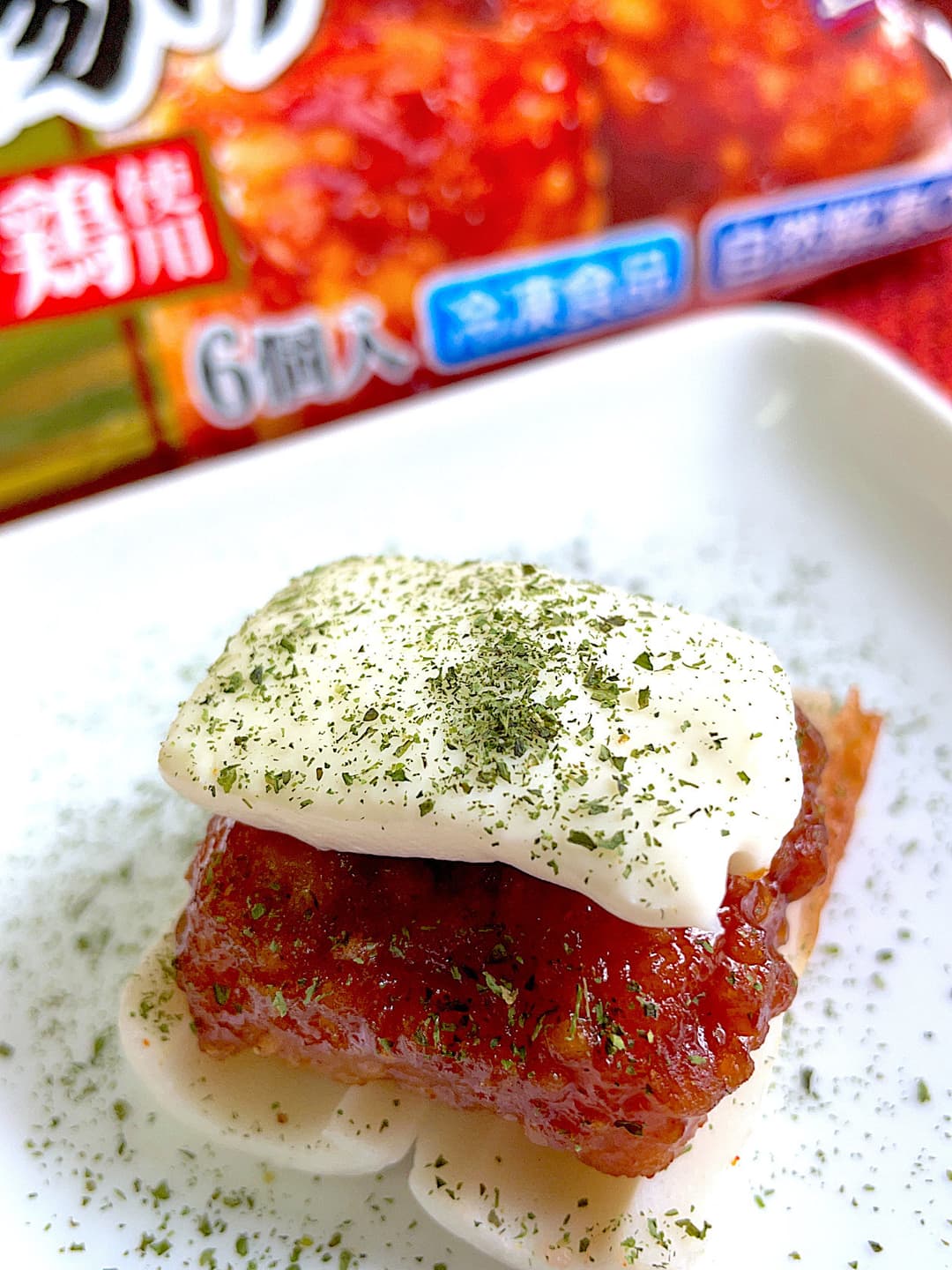 たれづけ竜田揚げのクリームチーズ焼きの完成写真