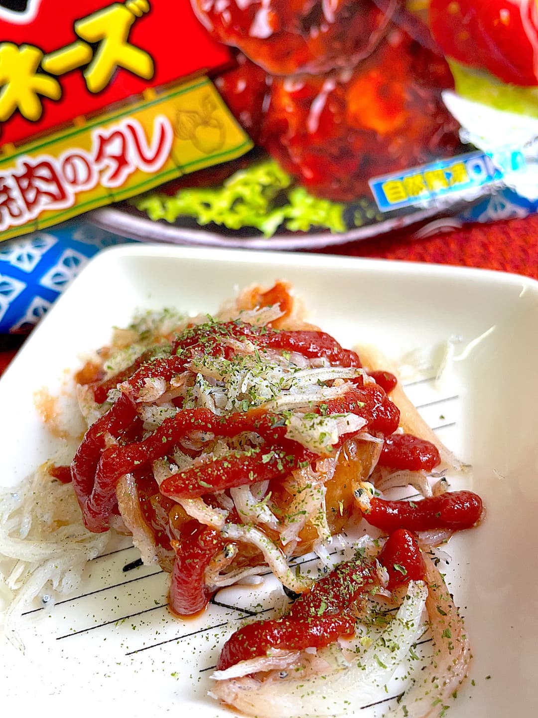 牛カルビマヨネーズのケチャップ焼きの完成写真