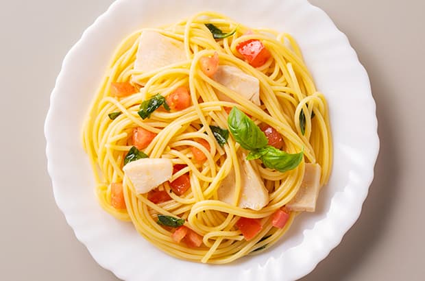 トマトとチキンの冷製パスタの完成写真