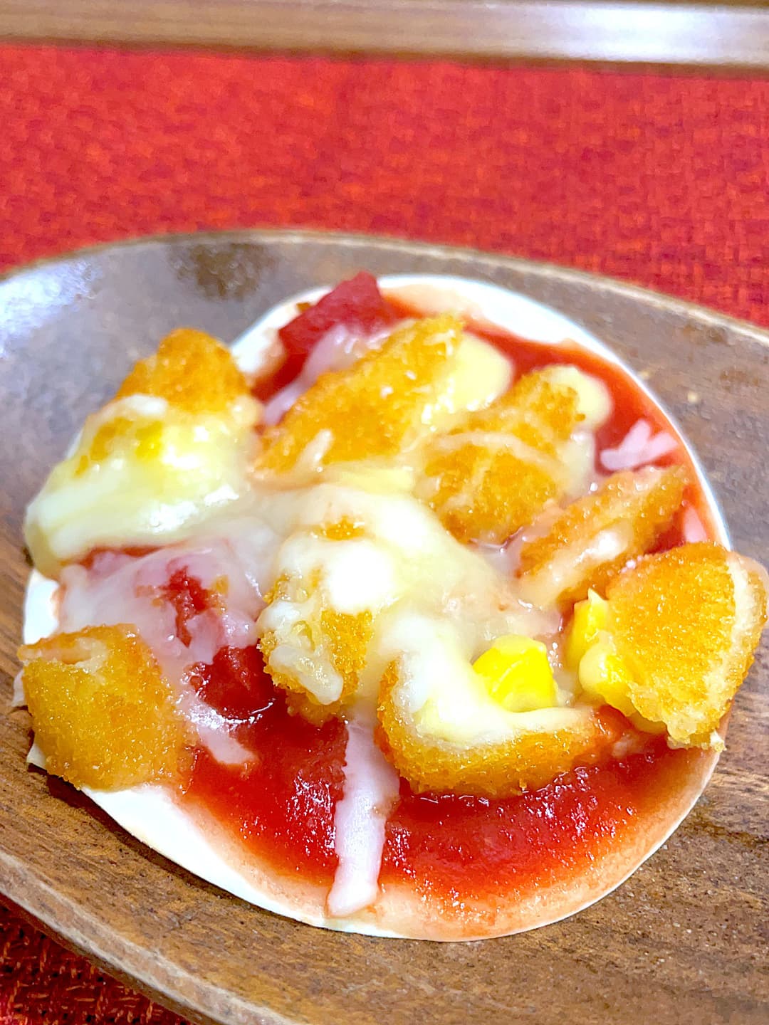 コーンコロッケのピザ風の完成写真