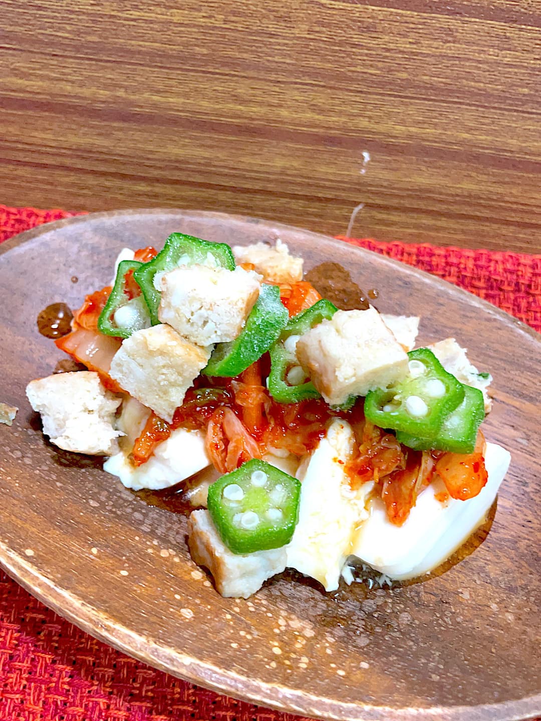 ねぎ塩豚カルビ焼の豆腐サラダの完成写真