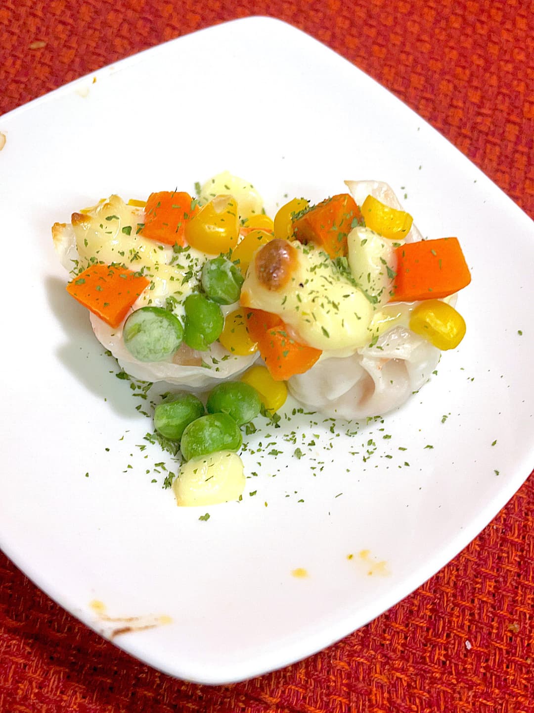 かにシューマイのベジタブルマヨ焼きの完成写真