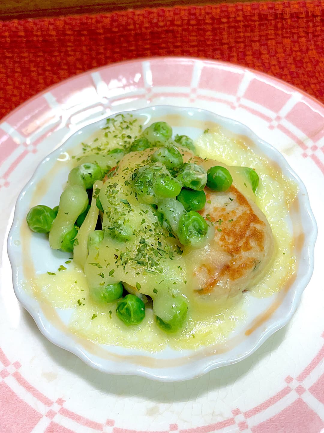 豚カルビのグリンピースチーズ焼きの完成写真