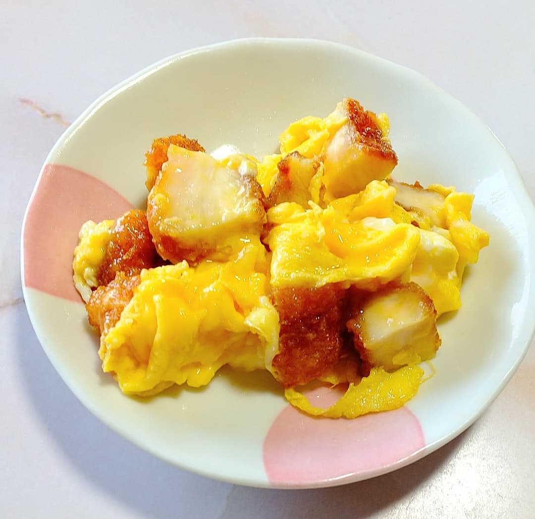 ささみソースカツのスクランブルエッグの完成写真