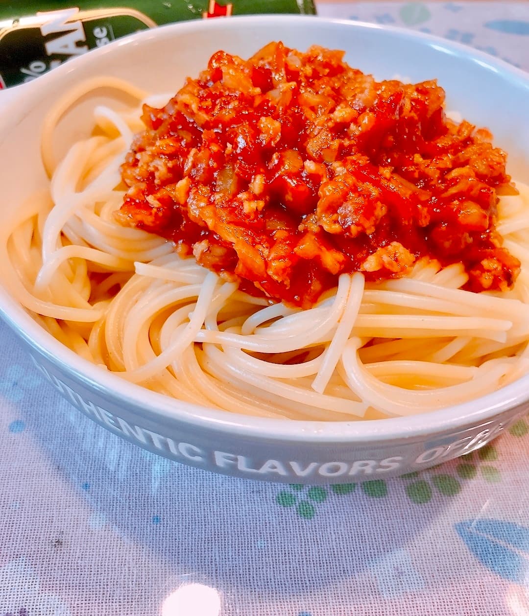 甘酢バーグで簡単ミートソーススパゲティの完成写真