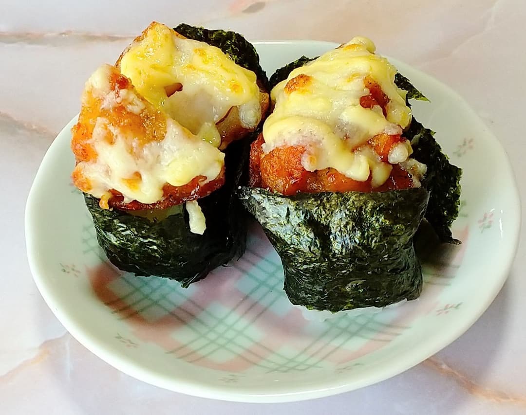 唐揚げのチーズ軍艦巻きの完成写真