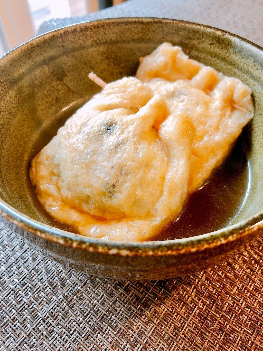 彩り豆腐揚げと卵の巾着煮の完成写真