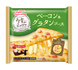 Umiosのうす焼きピッツァ ベーコン&グラタンソース