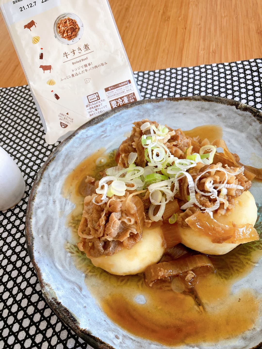 マッシュポテト牛すき煮のせの完成写真
