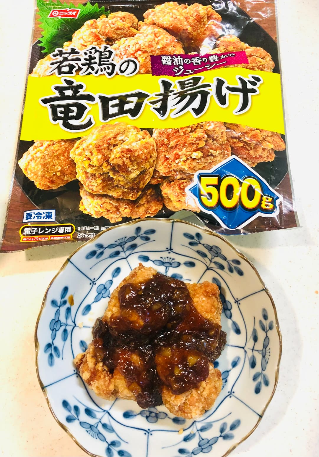 竜田揚げの玉ねぎソースかけの完成写真