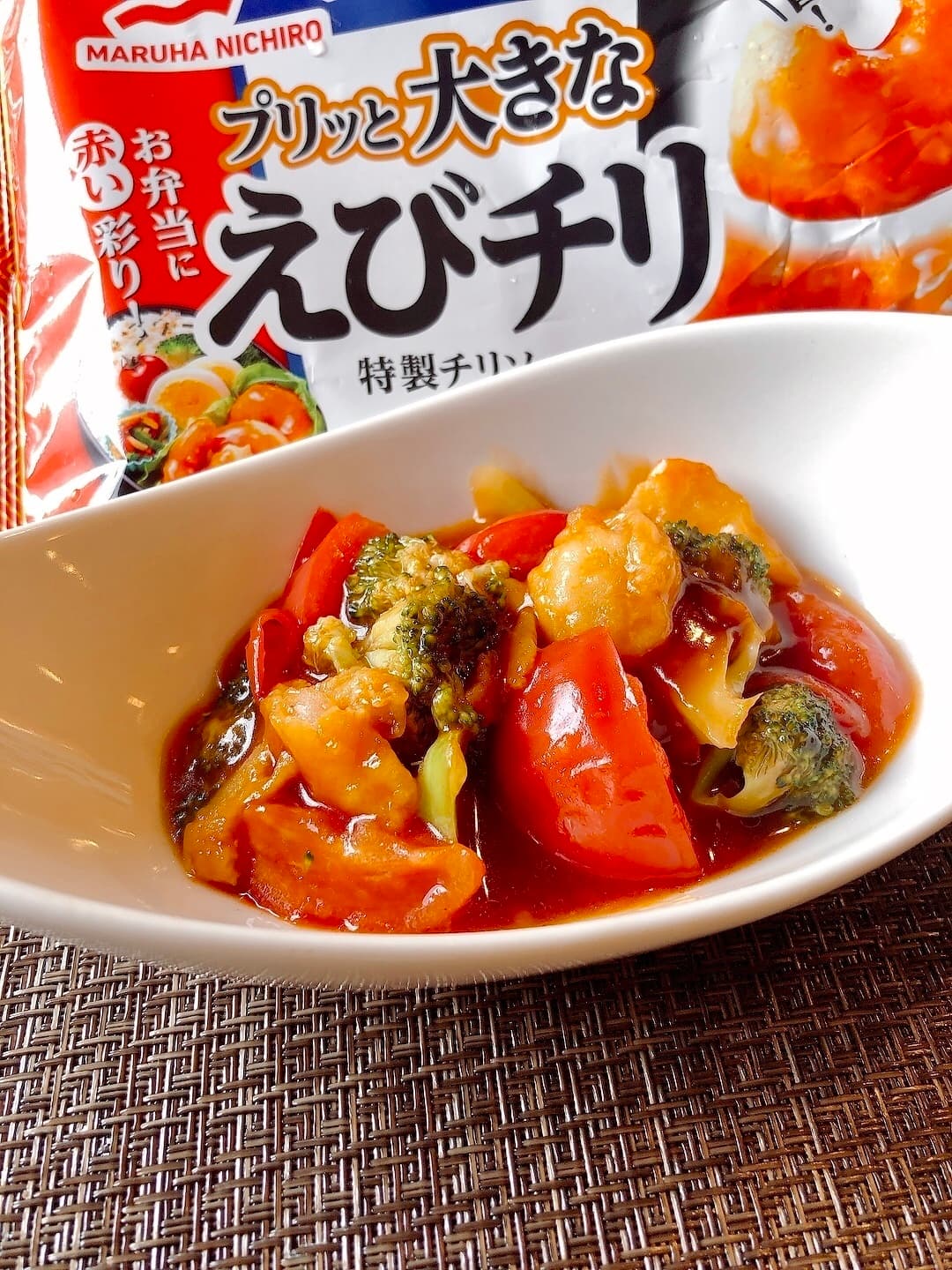 エビチリと野菜の甘酢あんかけの完成写真