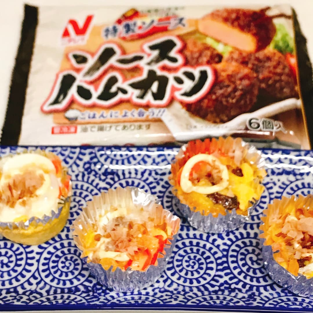 ソースハムカツのお好み風卵焼きの完成写真