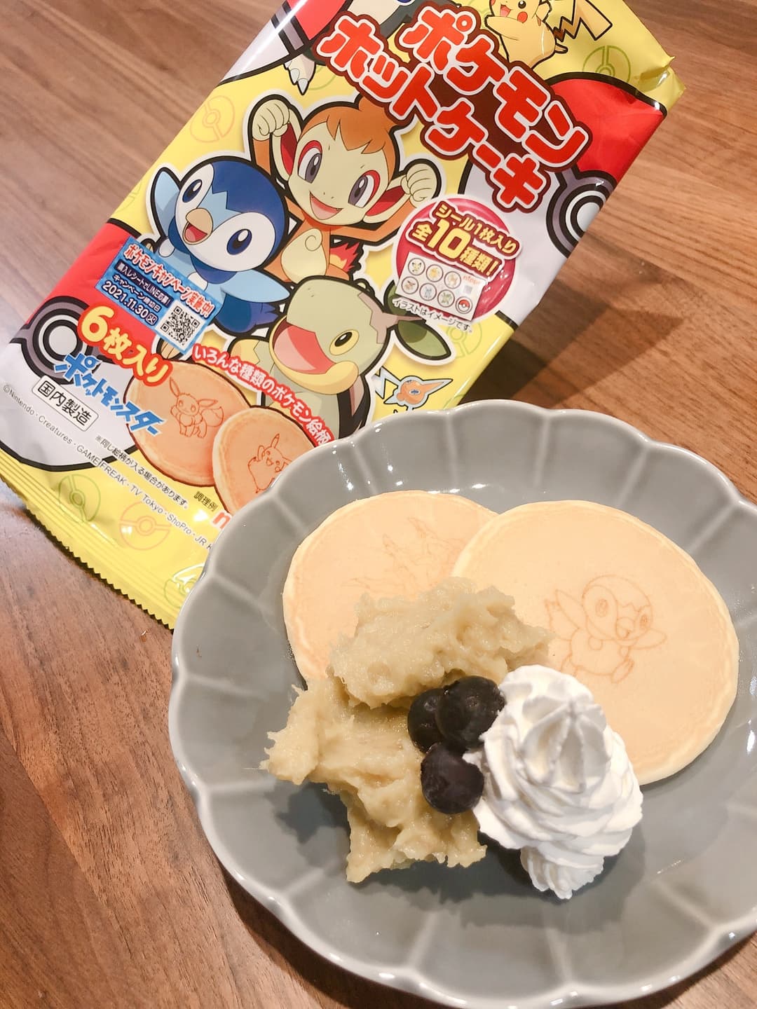 ホットケーキの焼き芋ペースト添えの完成写真
