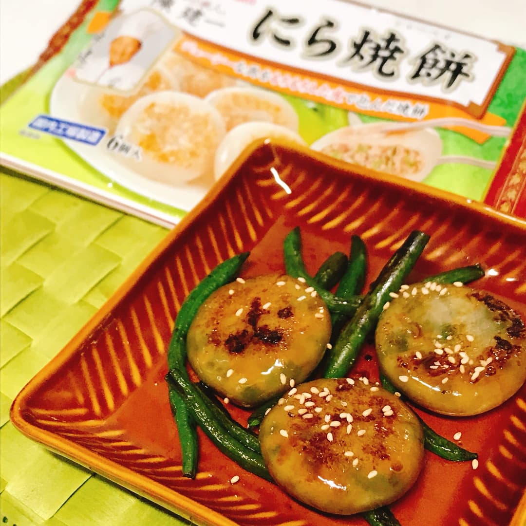 にら焼餅の照り焼きの完成写真