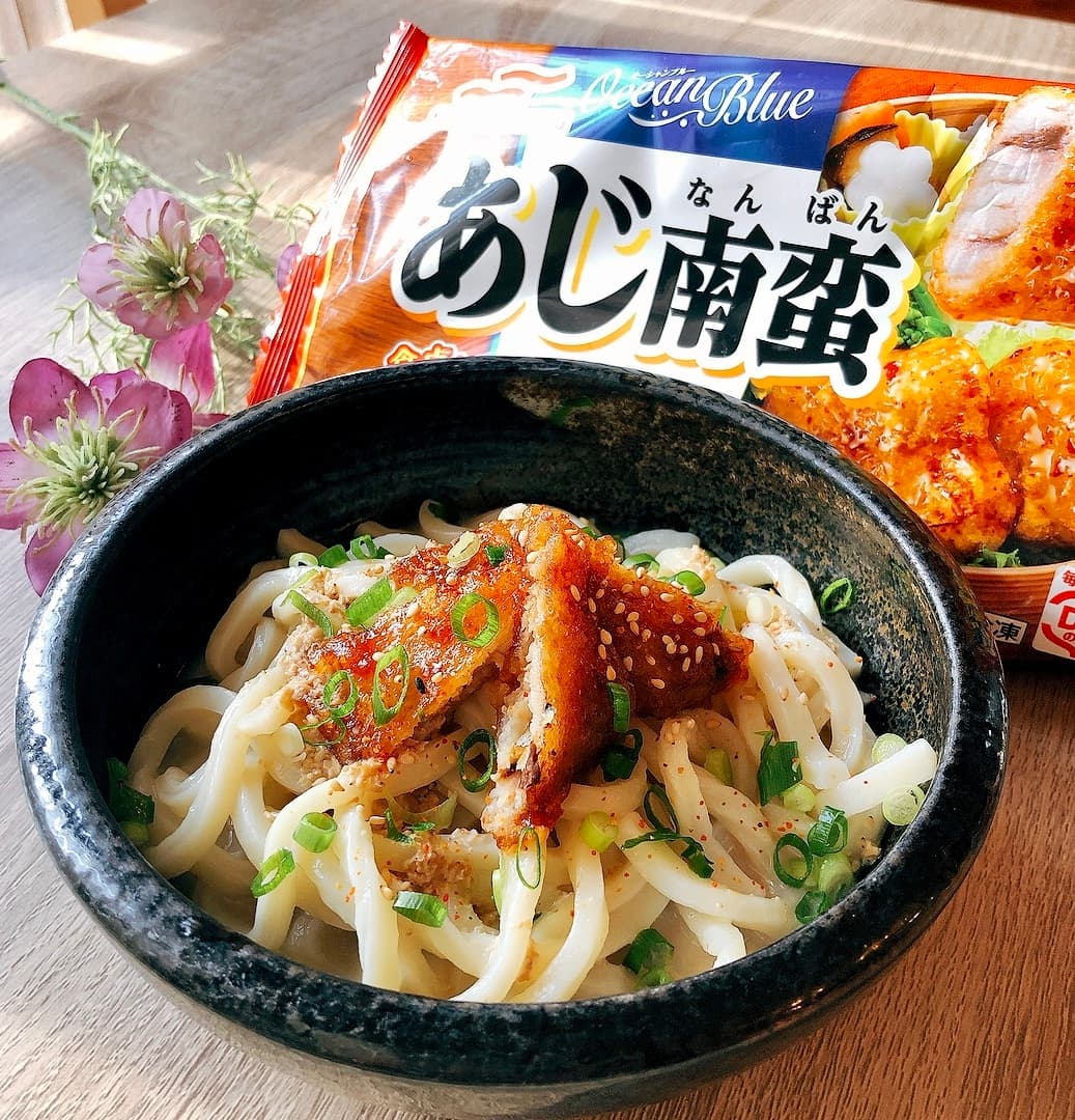 あじ南蛮のゴマつゆうどんの完成写真