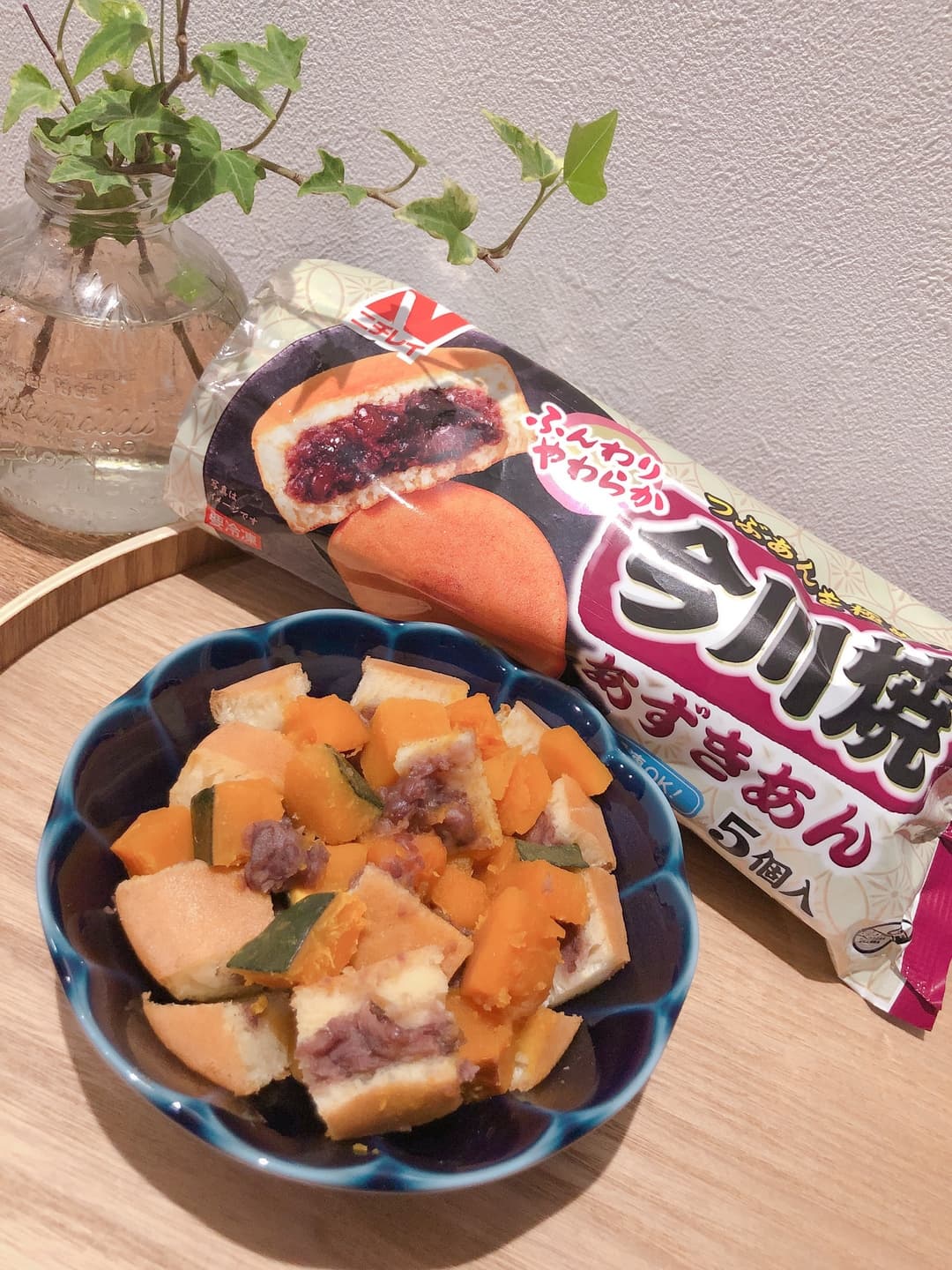今川焼でかぼちゃのいとこ煮風の完成写真