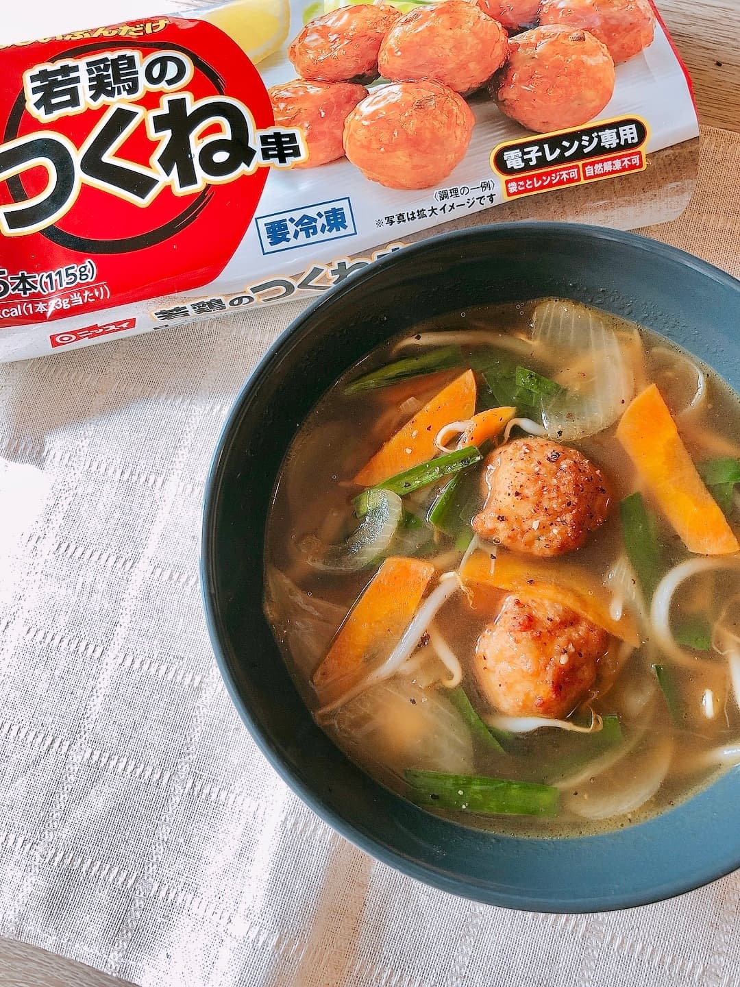 鶏つくねのカルビ風スープの完成写真