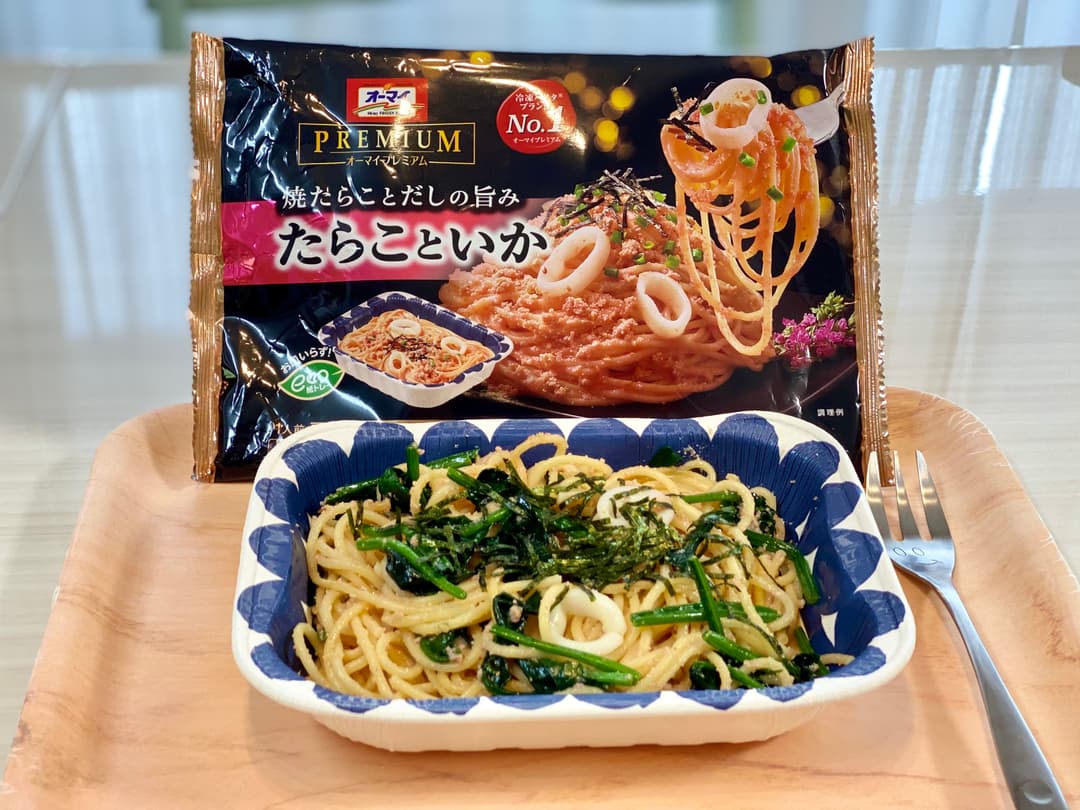 ほうれん草とたらこといかのパスタの完成写真