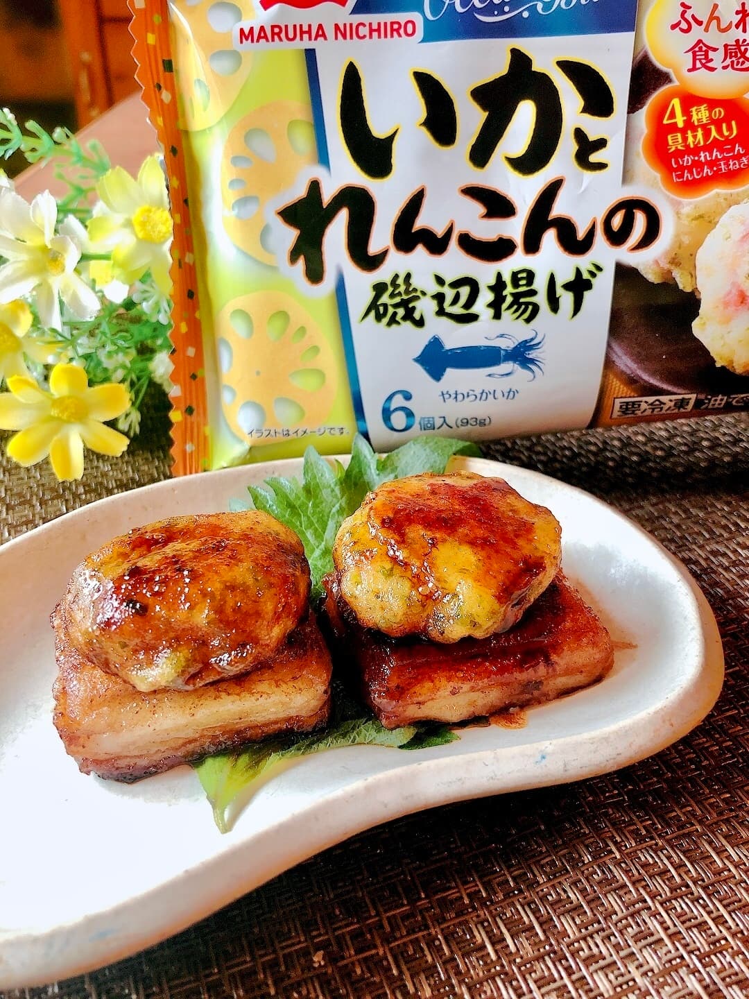 いかとれんこんのバター醤油餅の完成写真