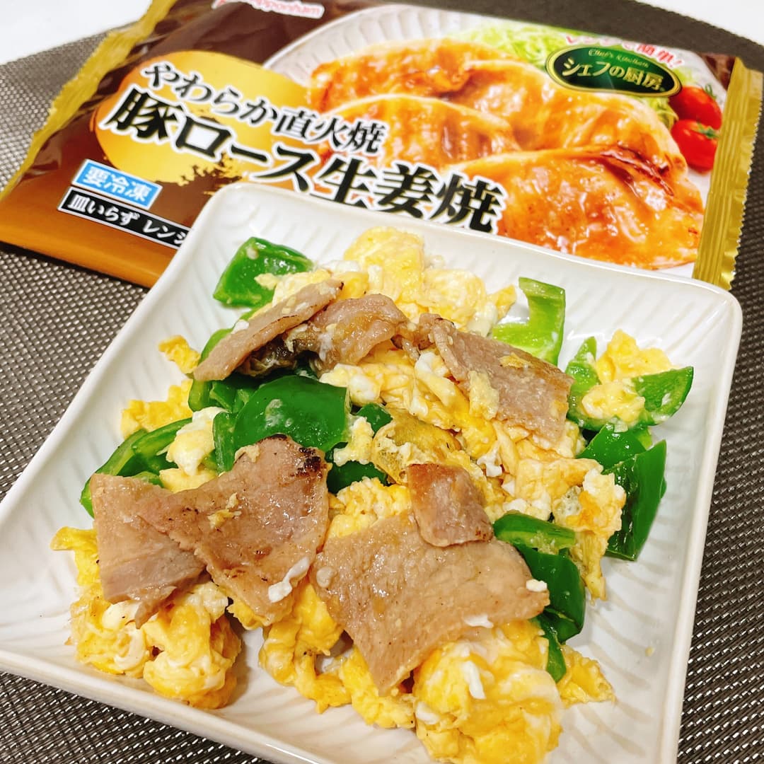 ふわふわ卵と豚ロースの生姜焼炒めの完成写真
