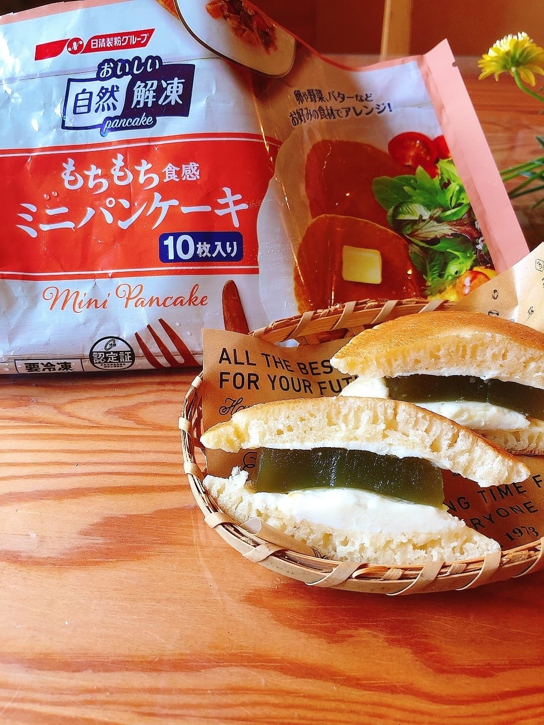 抹茶羊羹とクリームチーズのどら焼き風の完成写真