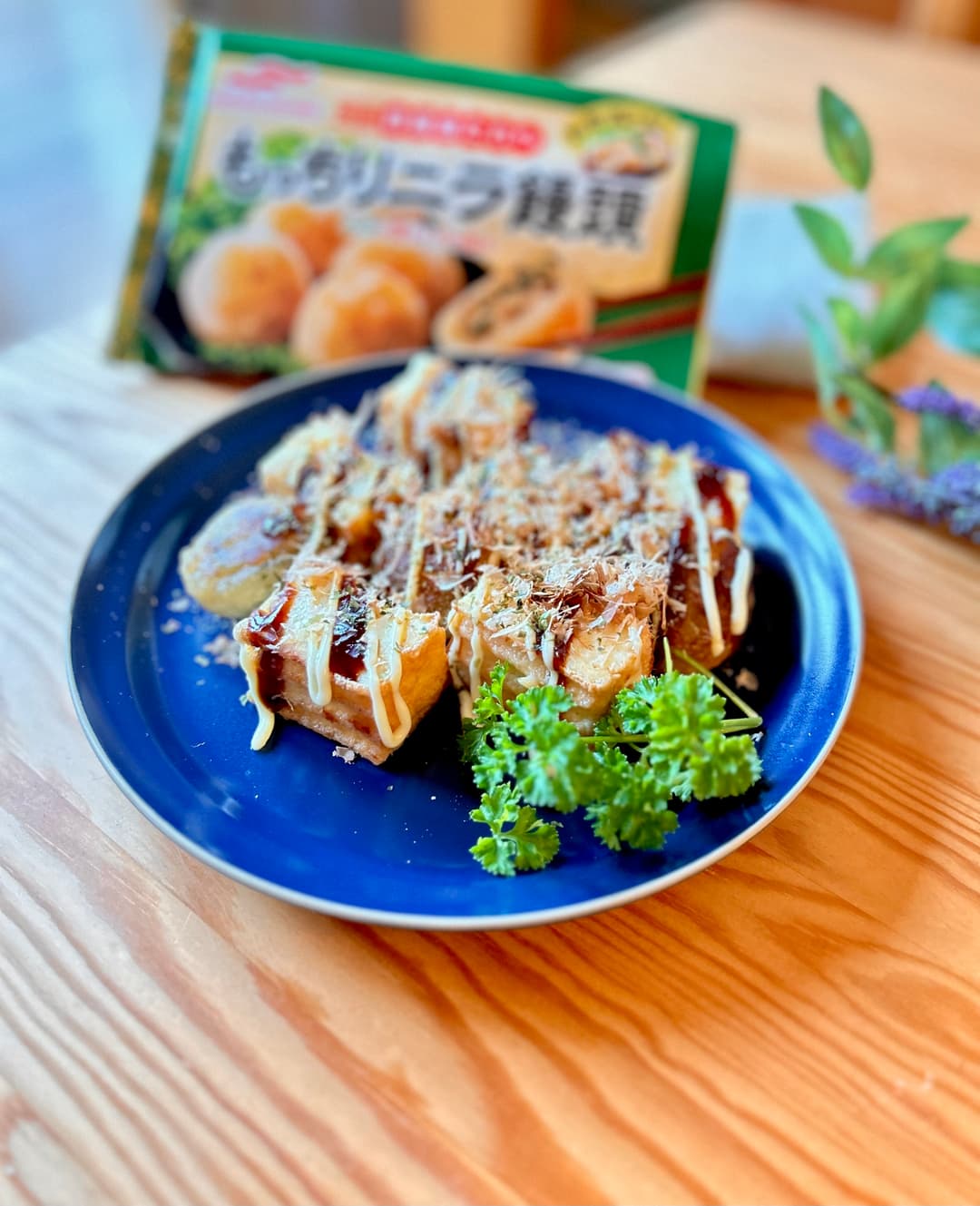 ニラ饅頭と厚揚げのお好み焼き風の完成写真