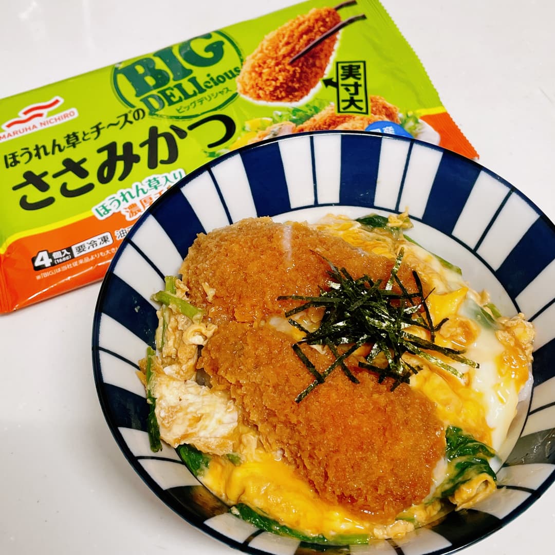 ささみかつの卵とじ丼の完成写真