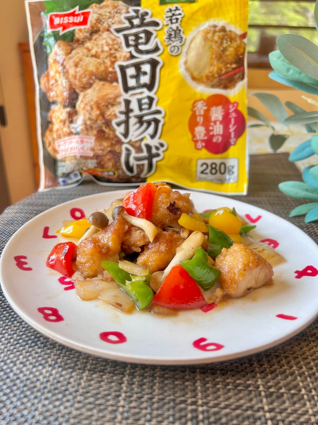 鶏竜田のオイポン炒めの完成写真