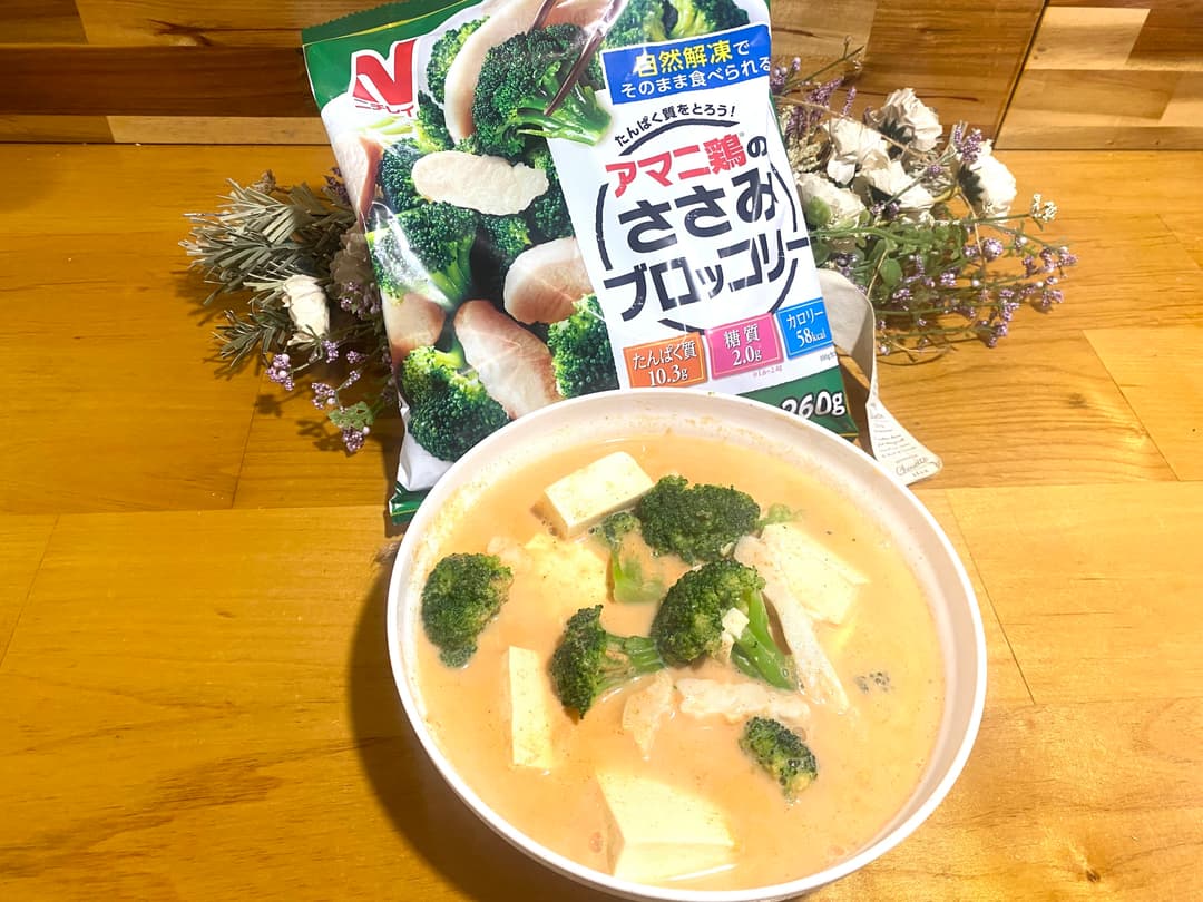 タンパク質たっぷり!鶏肉とブロッコリーのスンドゥブ風の完成写真