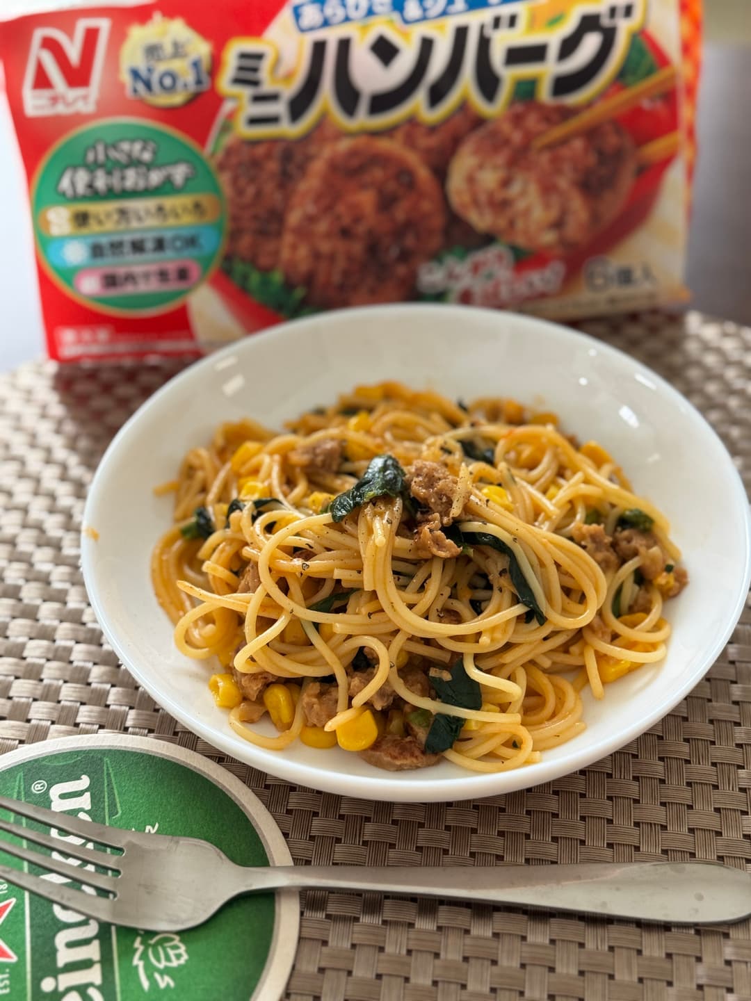 包丁いらず!ミニハンバーグのワンパンミートソースパスタの完成写真