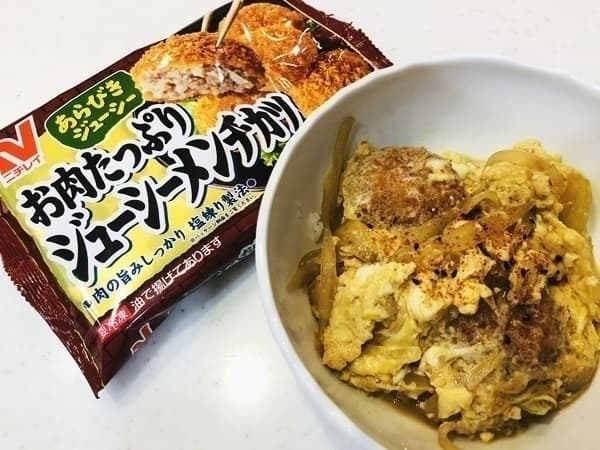 めんつゆで簡単極旨!ジューシーメンチカツ丼の完成写真