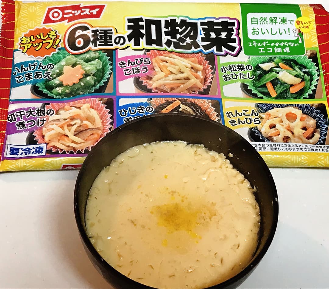 6種の和惣菜 れんこんのレンジ茶碗蒸しの完成写真