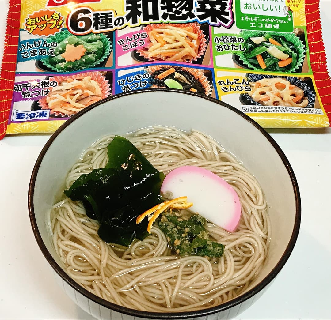 6種の和惣菜 いんげんの蕎麦の完成写真