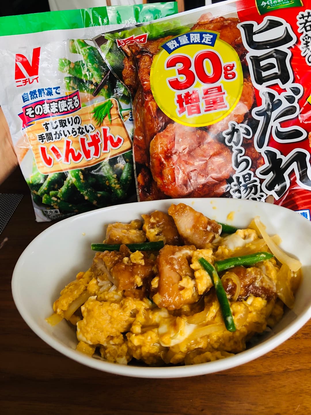 めんつゆで簡単!から揚げで親子丼風の完成写真