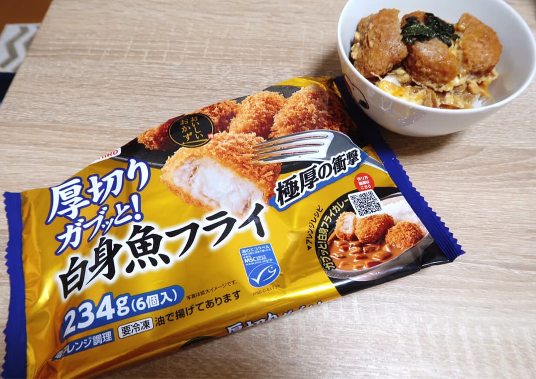 白身魚フライのカツ丼風の完成写真