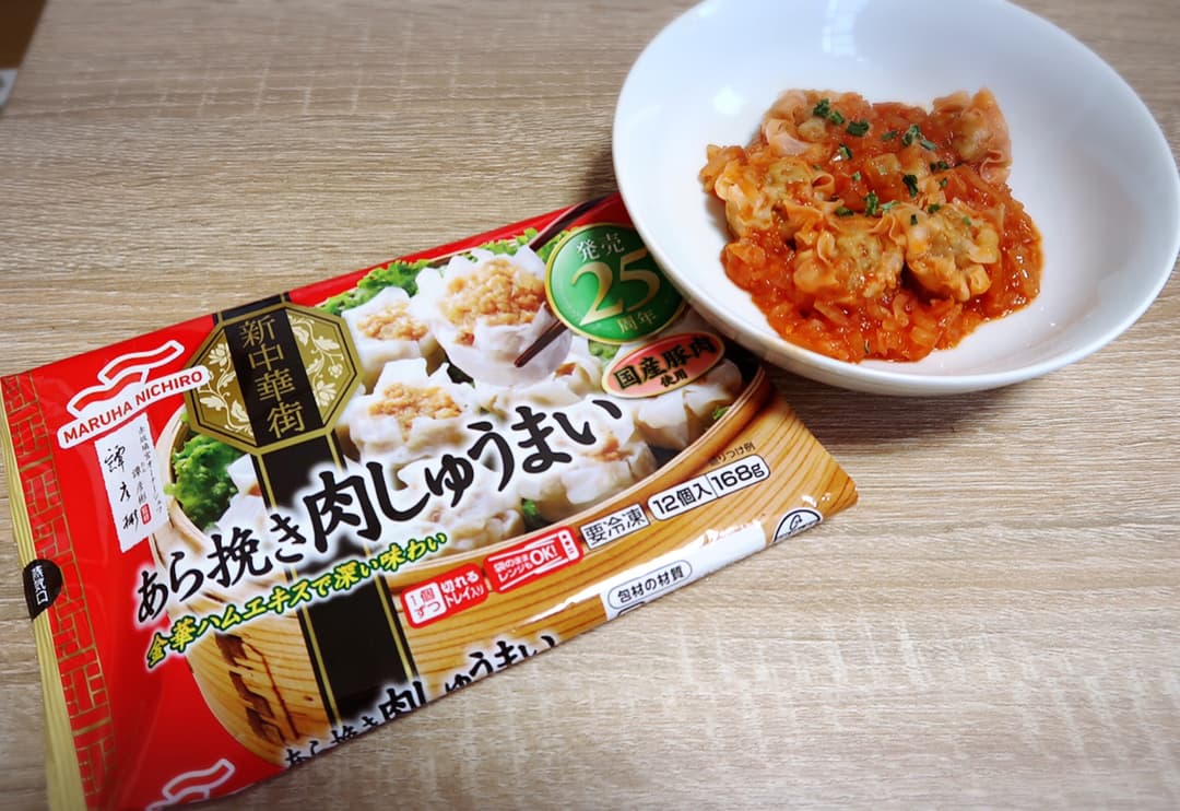 しゅうまいのエビチリ風の完成写真