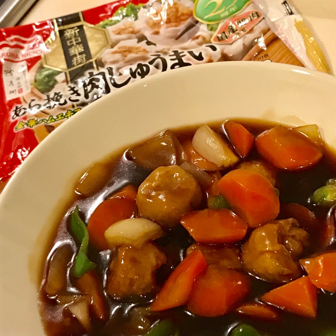 揚げしゅうまいの黒酢あんの完成写真