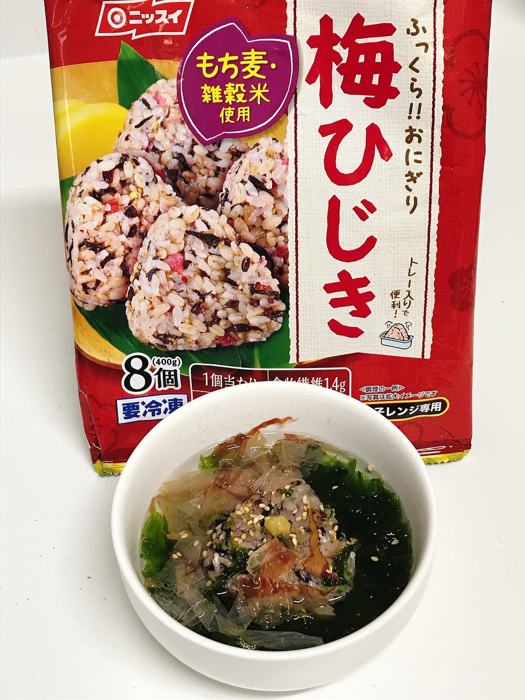 梅ひじきとあおさのワサビ茶漬けの完成写真